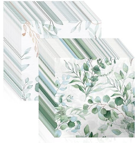40 Hojas de Toallas de Papel Con Impresión Botánica, Servilletas Verdes Vintage y Elegantes, Decoración de Fiestas y Mesa, Adecuadas para Bodas y Eventos