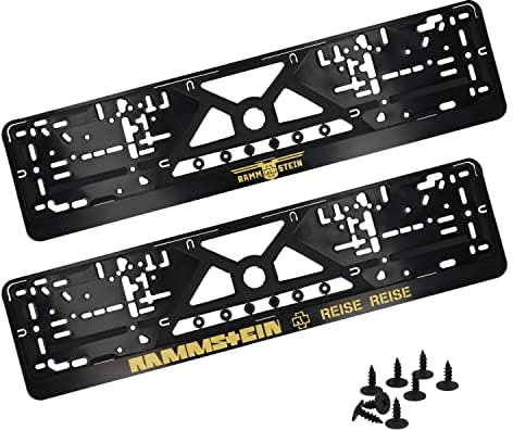 Kennzeichenhalter, Nummernschildhalter, Autokennzeichen - Halter für KFZ-Kennzeichen mit Klicksystem - Inkl. 8 Schrauben & 8 Vibrationsdämpfer - Einfache & stabil - 2er Set, 52 x 10 cm