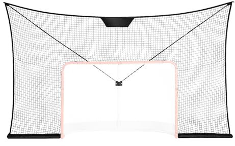 VEVOR Hockeytornetz Streethockeynetz, Straßenhockey Hockeynetz, 366 x 220 cm Zielnetz, Hockey-Training, tragbares Indoor-Outdoor-Hockeytor Netz, schwarz/rot/weiß, (Torrahmen Nicht inbegriffen)