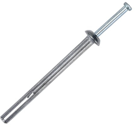 Sieqioor 1/4 x 3 Hammer Drive Nail in Anchors (20 Pack)–Carbon Steel Fasteners for Concrete, Brick & Block–Heavy-Duty Cement hammering Anchors