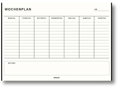 homent Wochenplaner A4 undatiert – 50 Blatt Wochenübersicht Montag bis Sonntag mit Notizfeld & KW – Minimalistischer Wochenplan für Büro, Arbeit, Schule, Studium, Homeoffice, Familie oder Geschenkidee