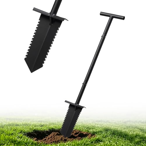Metal Detecting Shovel, 39 Root Slayer Shovel with Serrated Blade, Lightweight and Durable Garden Spade Shovel, Metal Detector Shovel, Drain Spade for Cutting Root, Digging, Trenching, Transplanting