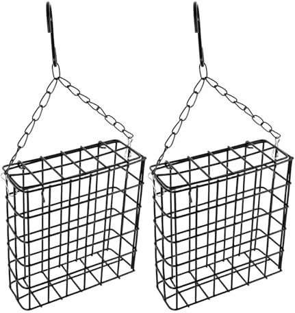 UTHCLO Mangeoires à Oiseaux Suspendues avec Chaîne Réglable en Fil de Fer Noir 2pcs Construction Stable pour Perroquets et Oiseaux pour Jardin et Espaces Extérieurs