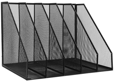 Spacnana Organisateur de Fichiers de Bureau à 5 Sections, Support Vertical avec Maille en Fer, Stockage de Documents de Bureau pour Poste de Travail, Usage Domestique et Scolaire
