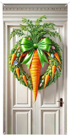 Banderolas De Pascua | Letreros Divertidos de Primavera 90x180 cm,Cubrepuerta de Conejito Decoración Hogar - para Interior Exterior Entrada Celebración Fiesta de