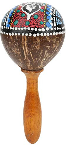 Coconut Shell Sand Hammer, Handheld Musical Instrument Toy, Natural Wooden Percussion Shaker with Rustling Sound for Kids Music Learning and Party Entertainment