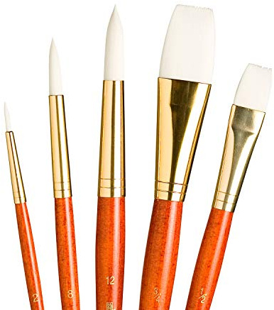 Princeton RealValue Brush Set, Synthetic White Taklon, Orange Handle, 5 Piece, 1 Count