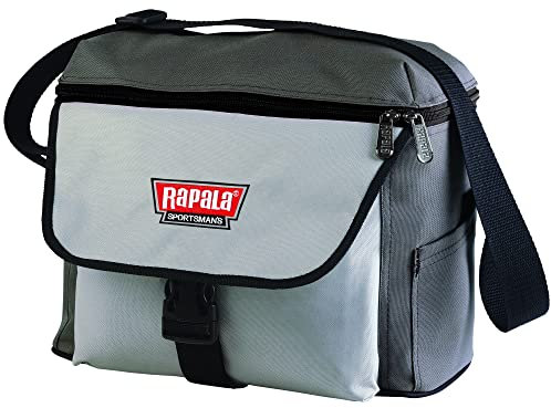 Rapala - Angeltasche mit Staufächern Sportsman’s 12 Shoulder Bag - 12L Angelkoffer - Flexibel und Geräumig - Mehrere Steckfächer für Angelzubehör - Verstellbarer Schultergurt - Grau/Schwarz