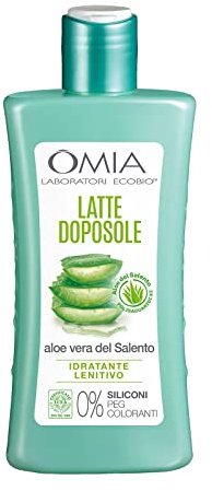 Omia, Doposole Latte Lenitivo con Aloe Vera del Salento, Azione Idratante e Nutriente, Effetto Riparatore, con Olio di Argan, Macadamia e Burro di Karité, Dermatologicamente Testato, Flacone da 200 ml