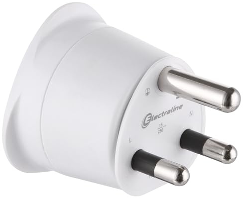 Electraline 70055 - Adattatore da viaggio da Francia/Europa a Sudafrica a 2 pin Europa a 3 pin Sud Africa, bianco