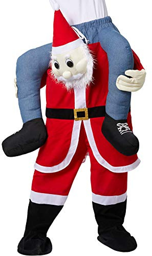 dressforfun 303619 Unisex Huckepack Kostüm Weihnachtsmann, Weihnachts Verkleidung, Einheitsgröße, rot