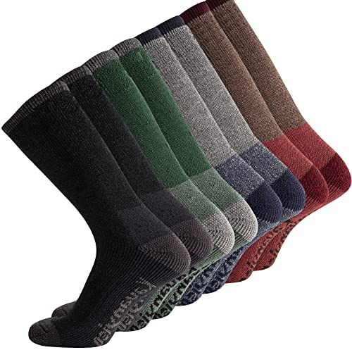 KAVANYISO Men's Merino Wool Hiking Socks Breathable Athletic Crew Thicken (4Pairs Ass 10-13)