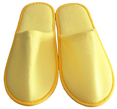 Uni-Wert 10 par engångstofflor SPA hotelltofflor unisex vuxna engångstofflor frottétofflor, GUL, 37/44 EU