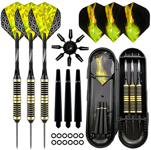 Aiqilai Darts Set Professional Steel Tip Dart 3 Pack, 24g, Gold