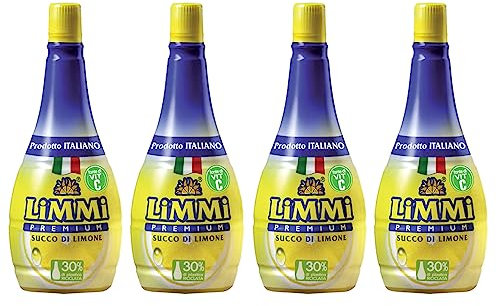 Limmi - Lemon Juice 200ml (Pack of 4) 🍋 Made in Italy from Sicilian Lemons 🍋 Natural | Free from Added Sugar | Not from Concentrate 🍋 For Salads, Cooking and Baking