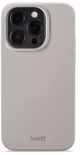 holdit Silikonhülle iPhone 14 Pro - 0,8mm Ultra dünn Handyhülle Silikon - Trendy Slim Silicone case mit Voller Schutz (erhöhte Kante für Kameraschutz) - Taupe