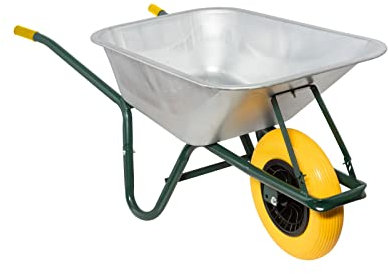 Garmix Brouette 100 litres 250 kg et accessoires (pneus de protection anti-crevaison)