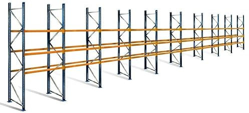 Palettenregal mit 4 Ebenen, 5 m Höhe, 25,0 m Breite - für 108 Europaletten à 500 kg