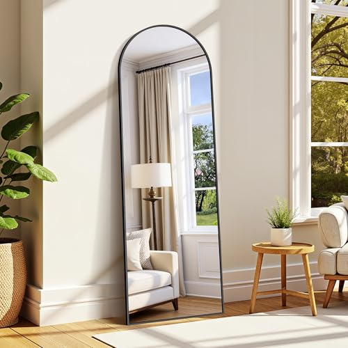 WOLIBEER Specchio a Figura Intera 161 x 52 cm, Grande Specchio da Terra con Cornice in Alluminio Nero, per Camera da Letto Cameretta Soggiorno Spogliatoio