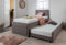 Grey Fabric Single Trundle Guest Bed Frame, Sleep Factorys Grayson Bed with Pull Out Trundle - 3ft Single (90 x 190 cm) with 2 Memory Foam Mattresses