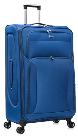 Aerostar Extra Large 32” Lightweight Softshell Expandable Suitcase, Integrated Combination Lock, 4 Wheels Check in Luggage for 30kg (Royal Blue, 162 litres)
