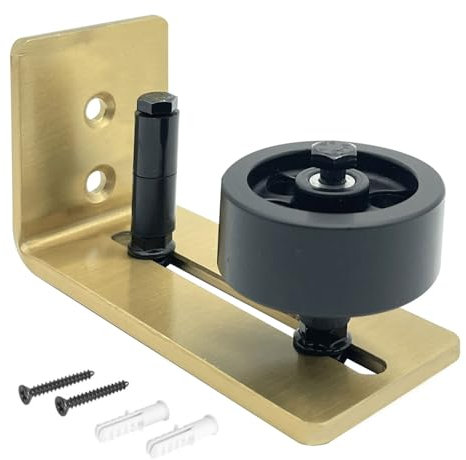 Rio Salto Metal Gold Barn Door Floor Guide Hardware, Barn Door Roller Track Wall Mount, Barn Door Stay Guide for Sliding Barn Door Adjustable Roller Wall Installation Wall Mount - Light Gold