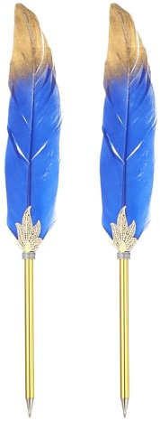PATIKIL Federfeder, 2 Stück Feder Kugelschreiber Großhandel Raffinierte Vintage Feder Kalligrafie Stift für Gästeunterschrift Hochzeit Braut Büroschreiben, Dunkelblau