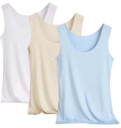 Pack de 3 camisetas de tirantes para mujer, sin costuras, de seda fría, ajustadas, elásticas, tallas grandes, deporte, entrenamiento, básica, cómoda, ropa interior, monocolor, camiseta de tirantes