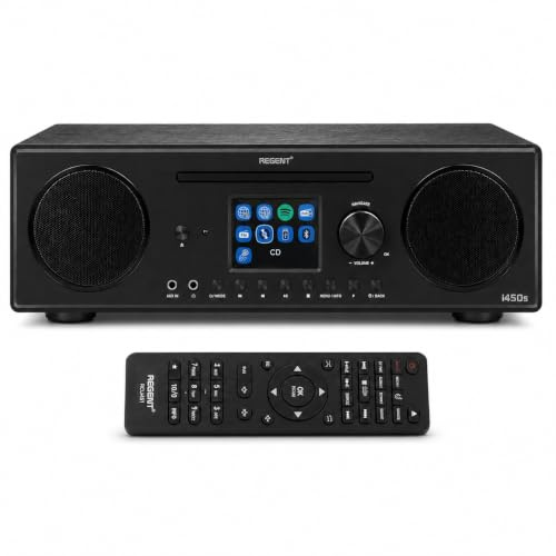 Ferguson Regent i450s CD-spelare internetradio med nätverksfunktion, Spotify Connect, AUX, USB, Bluetooth – radio: högtalare, CD-spelare, Hi-FM, stereosystem, dubbla larm, fjärrkontroll
