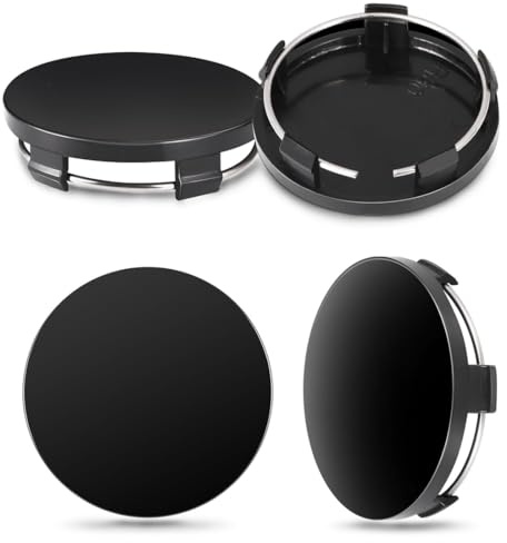 LACHT 4 Pcs Tapas Para Llantas Universales De 60 Mm, Centro De Rueda Tapa Buje Tapabujes Tapas Centrales De Rueda Tapones De Rueda Negro Reemplazo Compatible Con Vw Y Audi Duradero (Negro Elegante)