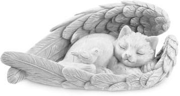 Ängel katt, minnesfigur, gravsten, katt, 12 cm, minnessten, katt, husdjur, minnesstaty, sovande kattängel, dekoration för kattförlust, djurgrav, dekoration, minne av avliden katt, inomhus, utomhus