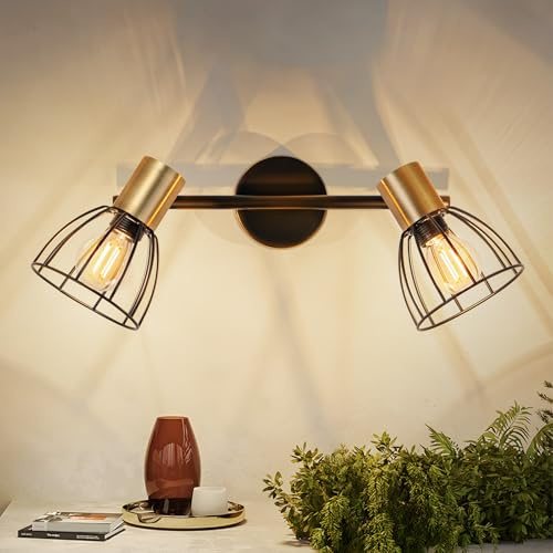 CBJKTX Apliques para interiores Lámpara de pared vintage E14 negra