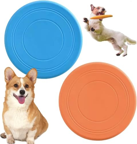Couleurs Disque volant pour chien de 17,8 cm – Jouet interactif pour dressage rapide – Soucoupe flottante légère, durable et résistante à l'eau (bleu + orange)