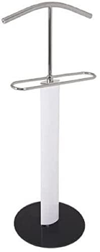 HAKU Möbel Herrendiener Chrom, schwarz, weiß, Metall, Sicherheitsglas 8 mm - Maße: B 48 cm x H 116 cm x T 37 cm, Style: Modern