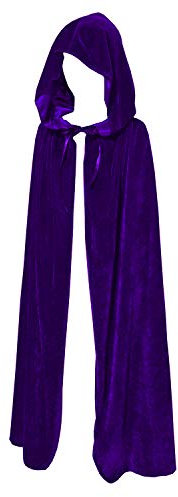 Discoball Cape médiévale à capuche en velours pour enfant, pour déguisement de diable, sorcière, sorcier, magicien pour Halloween, Noël - Violet -