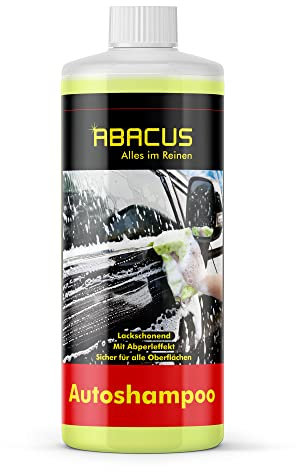ABACUS® Autoshampoo Konzentrat mit Lotus-Effekt, extrem ergiebig 1:300, Autohandwäsche Abperleffekt, KFZ-Shampoo, Auto Handwäsche, Auto-Shampoo, Autoreinigungsmittel – Autoshampoo 1000 ml