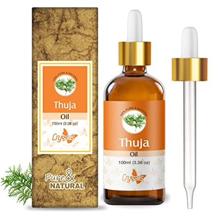 Crysalis Thuja (Thuja Occidentalis L.) Oil |100% Pure & Natural Undiluted Essential Oil Organic Standard Thuja Oil, Improves Body Ache, Improve Skin Breakouts, Soothes Dry Skin- 100ml