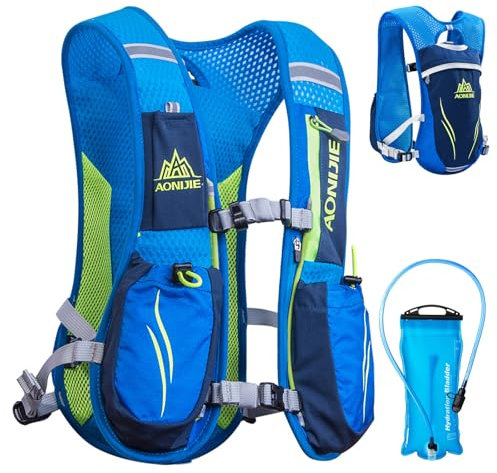 TRIWONDER Ultraleicht Trinkrucksack, 5.5L Laufrucksack, Trailrunning Rucksack, Hydration Pack im Freien, Rucksack Outdoor für Laufen, Marathon, Radfahren (Blau - mit 2L TPU Wasserblase)