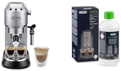 DeLonghi Dedica EC 685.M Cafetera portafiltro espresso | 15 barras | Boquilla profesional para espuma de leche | Plata
