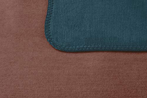 biederlack Duo Cotton Melange Emerald-Siena Decke, Überwurf, Sofaüberwurf, Baumwolle, grün, 150 x 200 cm