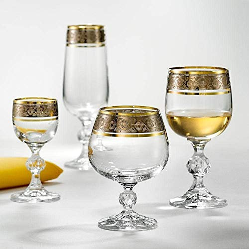 Bohemia Claudia Exclusive Weißweingläser Kristallglas Weinglas 190 ml Gold Platin 6er Set