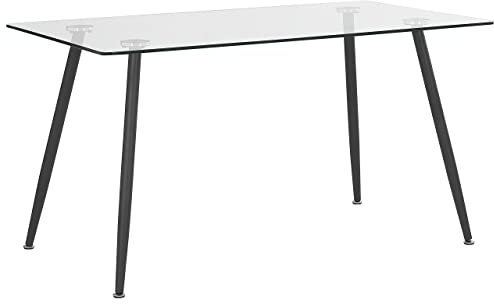 Beliani Esszimmertisch transparent 140x80 Glas mit Metallgestell für 6 Personen Midland