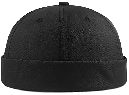 bucket hat Winter Men Fleece Lining Docker Cap Skullcap Big Size Sailor Cap BUPCie Hats Men Bucket Cap Brimless Hat Bonnet Dad Cap,Black,XL 60-68cm
