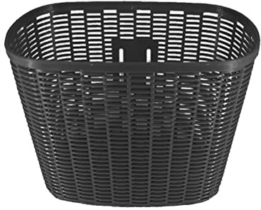ECOVELO Cesta delantera para bicicleta, cesta porta objetos, de plástico, estilo mimbre, cesta universal (negro)