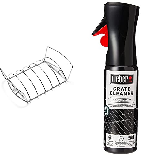 Weber 6469 Original Rib And Roast Holder & 17875 - detergente per Griglie, Nero