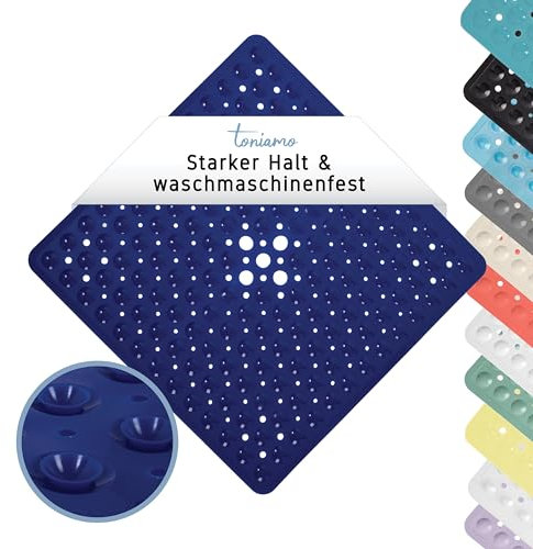 Toniamo Duschmatte rutschfest 53x53 cm | Antirutschmatte Dusche quadratisch | Rutschmatte Dusche antibakteriell & maschinenfest | Duscheinlage rutschfest BPA-frei | Royal