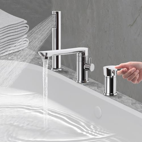 Robinet de baignoire avec douche à 3 modes, mitigeur pour baignoire 3 trous