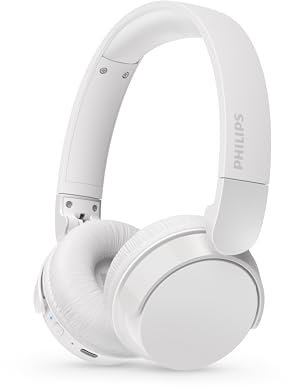 Philips TAH4209WH Auriculares on-Ear Ligeros Bluetooth, Aislamiento pasivo del Ruido,55 Horas de reproducción, Sonido Natural, Llamadas nítidas, Graves dinámicos, 2 Horas de Carga USB-C, 2024, Blanco
