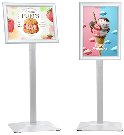 A3 Poster Stand Heavy-Duty | Silver Floor Standing Display Holder for Adverts, Menus & Notices | Portable Signage for Retail, Events & Parties-sold by nbkaixin