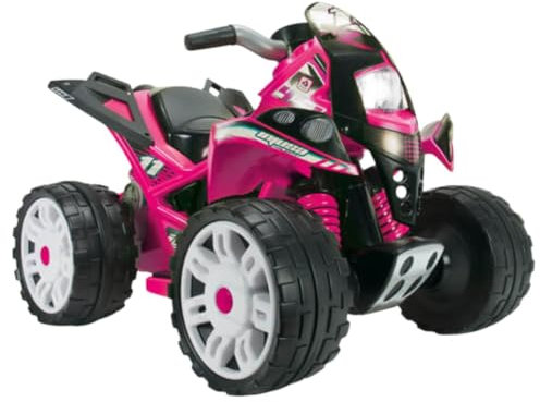 INJUSA - Elektroquad The Beast Rosa, 12V Batterie, für Kinder von 2 bis 4 Jahren, mit Gaspedal, Rückwärtsgang, Elektrische Bremse und Breiten Kunststoffrädern, max. Geschwindigkeit 6 km/h